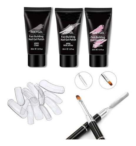 Kit De Capsulas Gel Pincel Espatula Para Geles Uv Uñas Gelif