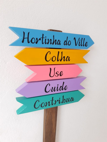 Plaquinha Horta Com Texto Personalizado: Colha, Use, Cuide