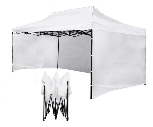 Toldo Plegable 3x4,5, Carpa Filtro Uv + Laterales Color Blanco Invierno