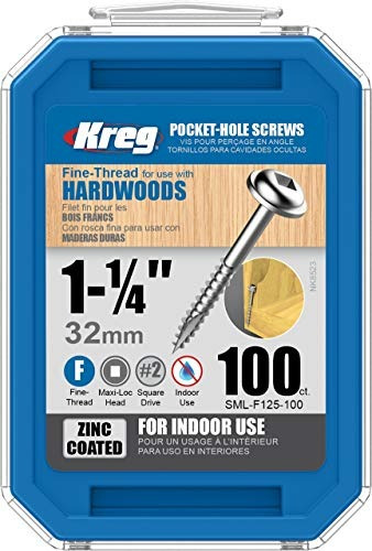 Kreg Smlf125100 114inch 7fine Washerhead Pocket Screws 100co