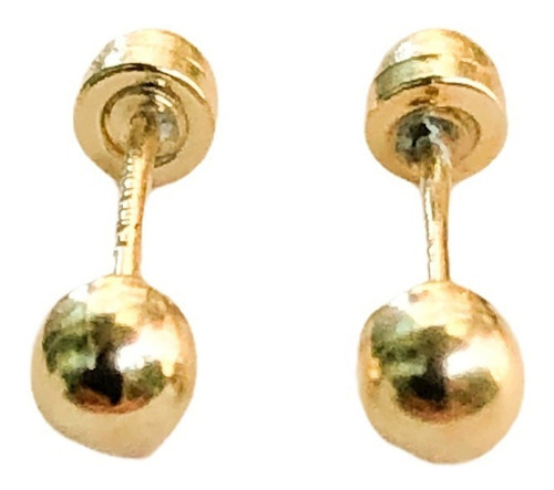 Broqueles Oro Bolita Moda Calidad 100% Oro 10k Niña Bebe 4mm