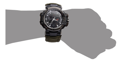 Imagen 4 de 6 de Reloj Paracord Verde Militar Lcd 6 Díg Mc-009 Mendoza