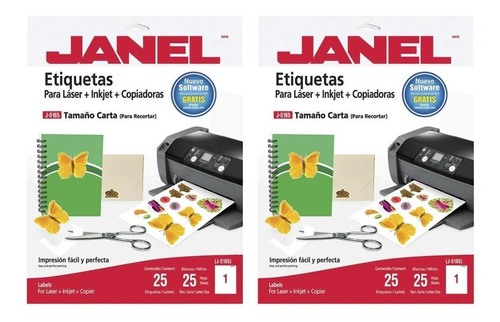 50 Etiquetas Láser Janel Adherible Impresora Inkjet J-5165
