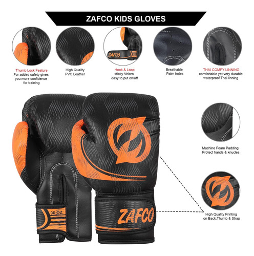 Guantes De Boxeo Zafco Kids Para Ninos Junior Muay Thai K...