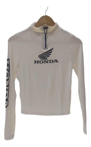   Camiseta Media Polera C/ Cierre Manga Larga Estampa Honda 