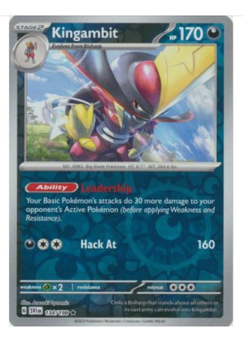 Tarjeta Pokemon Kingambit 134/198 Hrrh Reverse Scarlet & Vio