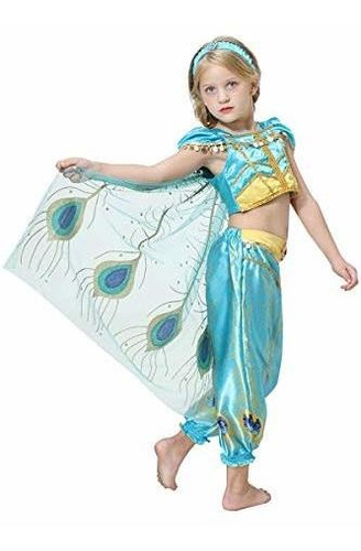 Izkizf Kids Girls Jasmine Costume Arabian Princess Aladdin H