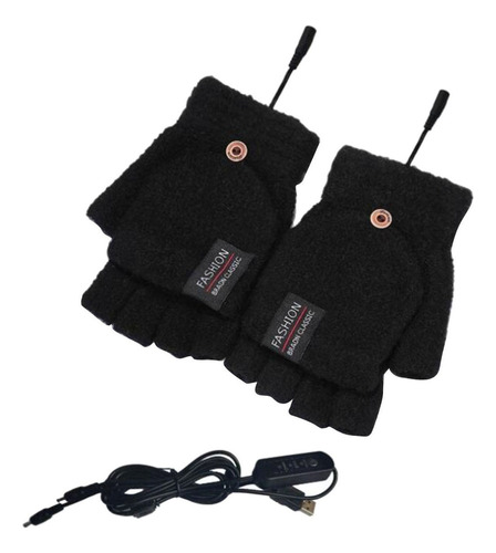 Winter Usb Heating Half Finger Gloves Mitten Mitten With