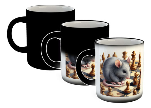 Taza Magica Raton Ajedrez Juego Chess Dibujo Play M1