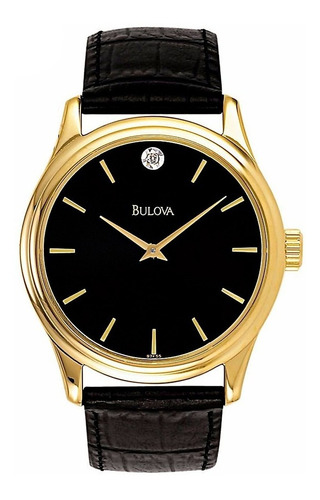 Reloj Bulova Caballero De Piel Color Negro 97f55