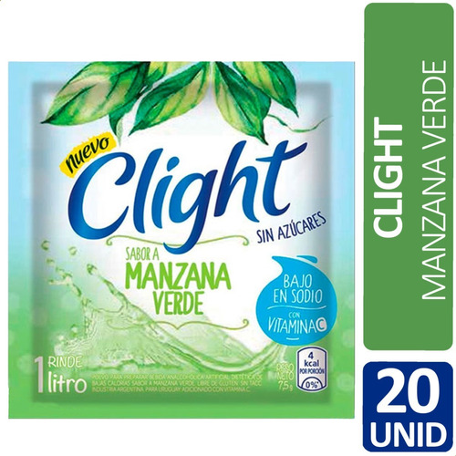 Imagen 1 de 4 de Jugo En Polvo Clight Manzana Verde Vitaminas C + D X20 Unid