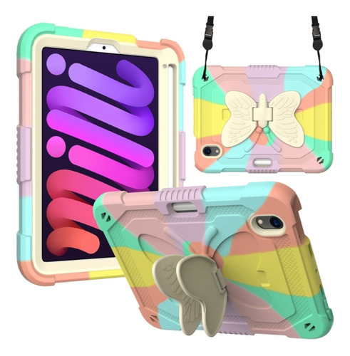 Funda Para iPad Mini 6 Uso Rudo + Correa Mariposa