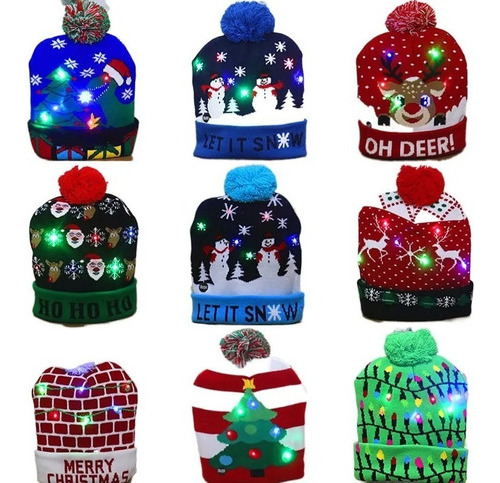 Sombreros De Navidad Con Luces Led, Lote 10 [u]