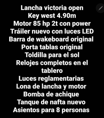 Lancha Victoria Key West 2015 + Trailer + Toldo + Lona