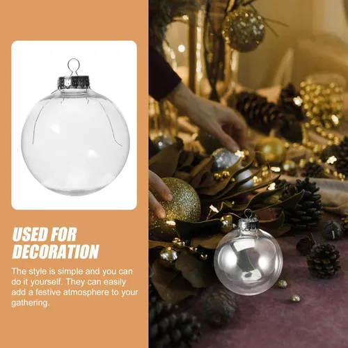 10 Bolas De Plástico Transparente De Navidad De 4 PuLG...