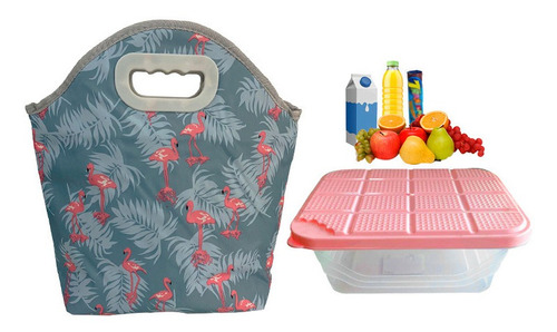 Bolsa Térmica Pratica + Marmita Fit Academia Praia Parque