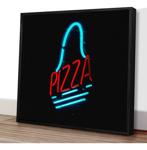 Imagem 1 de 3 de Quadro Decorativo 40x40 - Pizza Neon