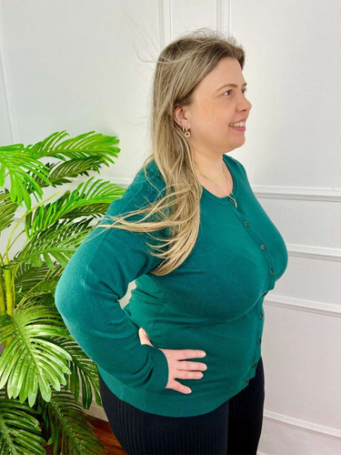 Imagem 4 de 5 de Cardigan Feminino Aberto Trico Suéter - Plus Size G1 G2 G3