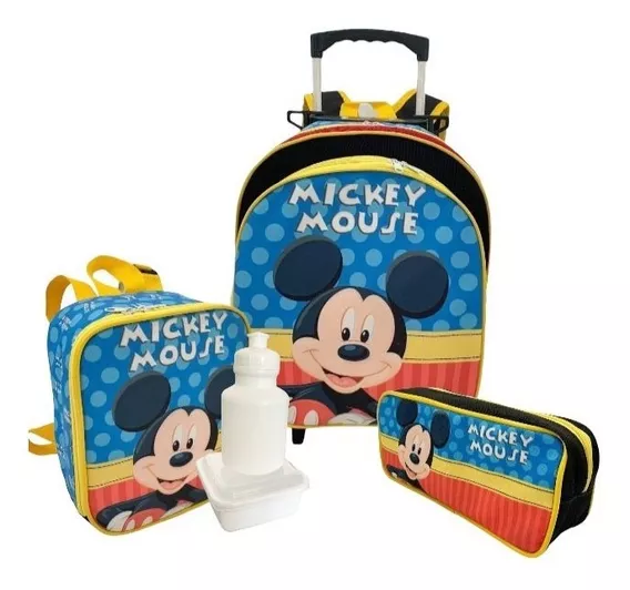 Kit Mochila Mickey Mouse Color Rodinhas Tam G + Lancheira