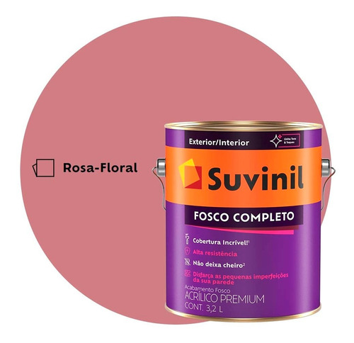 Tinta Anti Mofo Fosco Completo Suvinil 3,2l Rosa Floral
