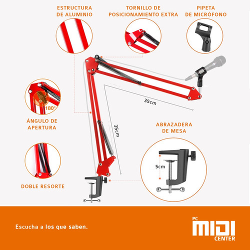 Imagen 3 de 8 de Soporte Brazo Articulado De Mesa Para Microfono Cuotas