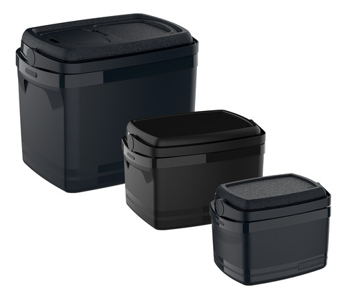 Conj 3 Caixas Termica 32/12/5lts Preto Soprano