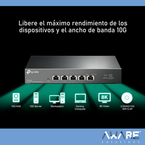 Switch De Escritorio Tp-link 5 Puertos 10g Gigabit Sx105