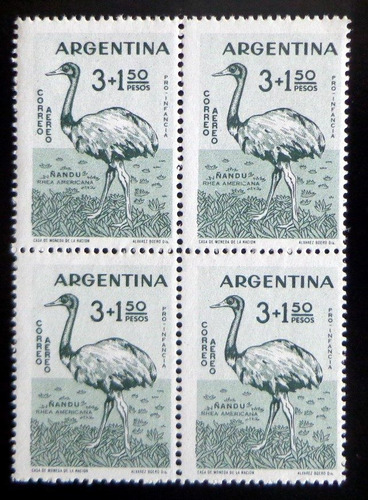 Argentina Aves, Cuadrito Aéreo Gj 1163 Ñandú 60 Mint L9252