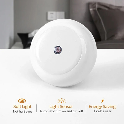 Lâmpada De Parede Led Night Light Plug Com Sensor De Luz Par