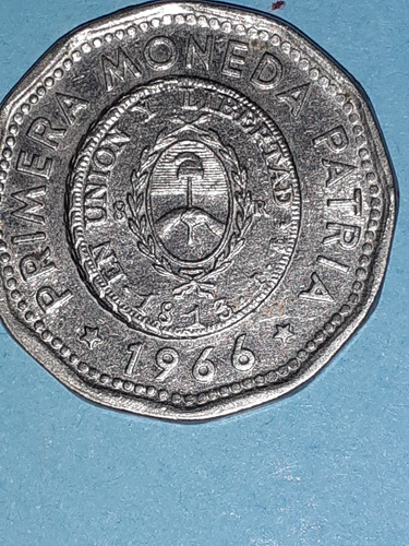 Moneda De 25 Pesos Del 1966 Imantada Primer Moneda Patria 