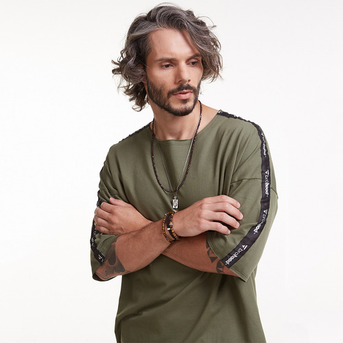 Camiseta Oversized Brohood Masculina Moletom Verde Militar