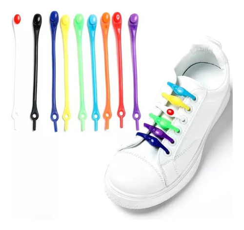 Cordones De Colores Elásticos En Silicona Zapatos  12 Pcs