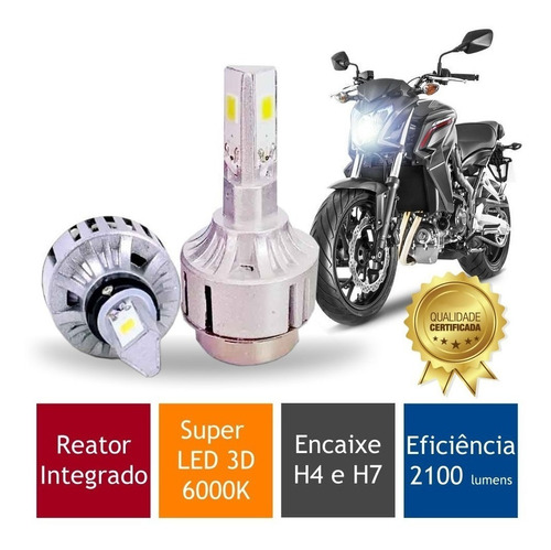 Lâmpada Super Led 3d H4 / H7 6000k Para Moto Ninja 300