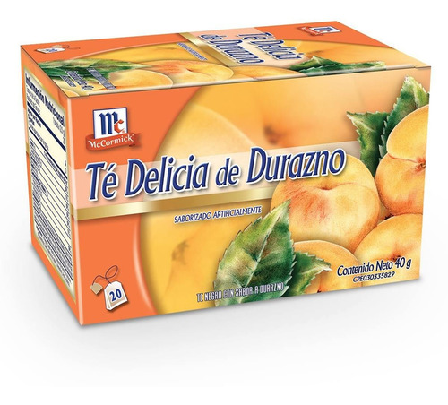 Imagen 1 de 1 de Té Delicias De Durazno Mccormick - Caja De 20 Bolsitas