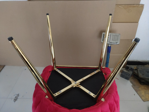 Set 2 Sillas Comedor Dapri Patron Tejido Elegante Moderno Tejida Terciopelo Dorado Vino