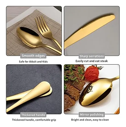 Kyraton Gold Silverware Set 45 Piezas Servicio Para 8, Titan