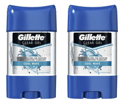 Desodorante Stick Gillette Clear Gel Cool Wave 82g-kit C/2un