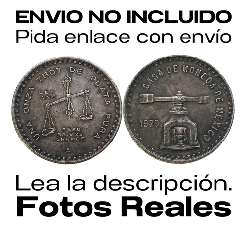 Moneda Onza Troy Plata Pura 1979 Increíble Pátina Natural