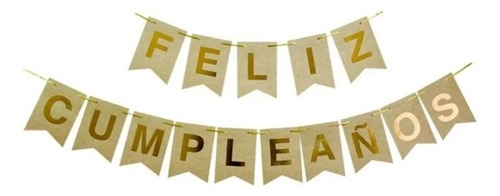 Banderin Feliz Cumpleaños Kraft Con Stamping - Cotillón Waf