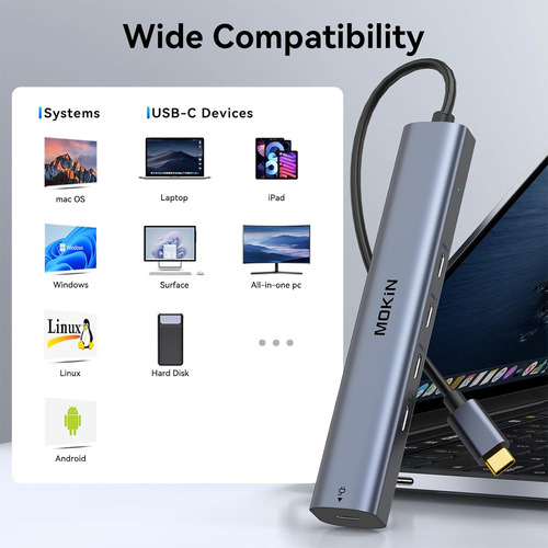 Usb C Hub 10gbps,mokin Usb C Splitter With 4k@60hz Video ...