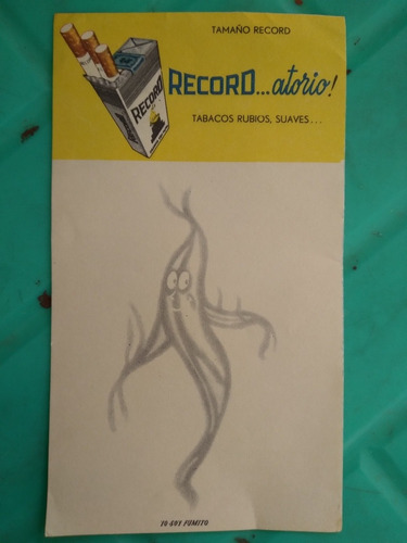 Antigua Publicidad De Cigarros Record, Hoja Para Notas Anunc