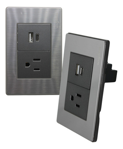 Contacto Duplex + 2 Tomas Usb Doble 15 A. 125/250v Gris 