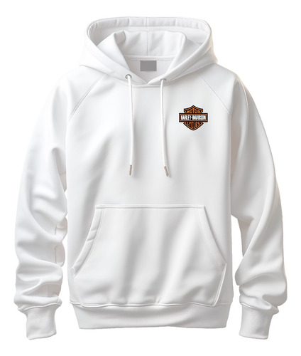 Buzo Chompa Hoodies Harley P Blanco 100% Algodon Perchado 