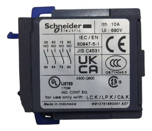 Contacto Auxiliar Schneider 4 N.a La1kn40 Para Lc1k/ca2k/3k