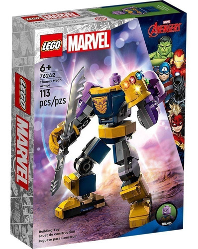 Lego Set De Construccion Super Heroes Armadura Robótica De Thanos 76242 114 Piezas En Caja