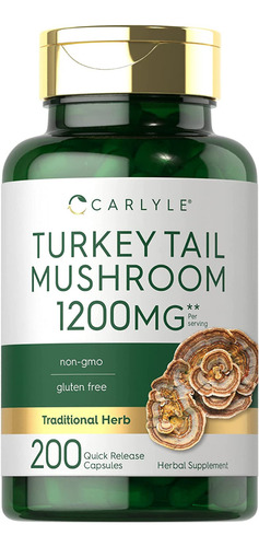 Hongo Cola De Pavo Turkey Tail Mushroom 1200mg 200 Capsulas