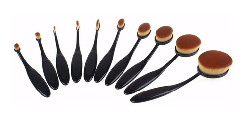 Imagen 9 de 10 de Set 10 Brochas Ovalo Para Maquillaje Sombras Contorno M3065