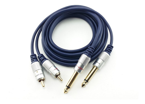 Cable De Audio 2 Rca A 2 Plug De 1/4 Mono 6.35mm 5,5 Metros