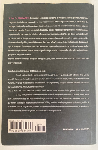 Libro El Golem Informático / Tecno Arte / Margarita Schultz (Usado)