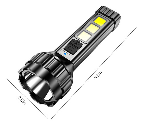 Linterna Portátil J Cob De Luz Fuerte Recargable Usb C 9168
